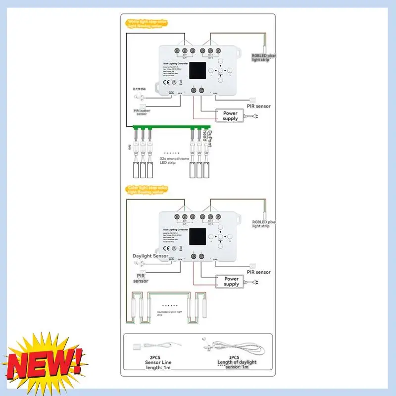 

AT14 Sensor Stair Controller Mains Model 2-In-1 Tread Plus Running Water Light Sensor Panel Switch Human Infrared Controller