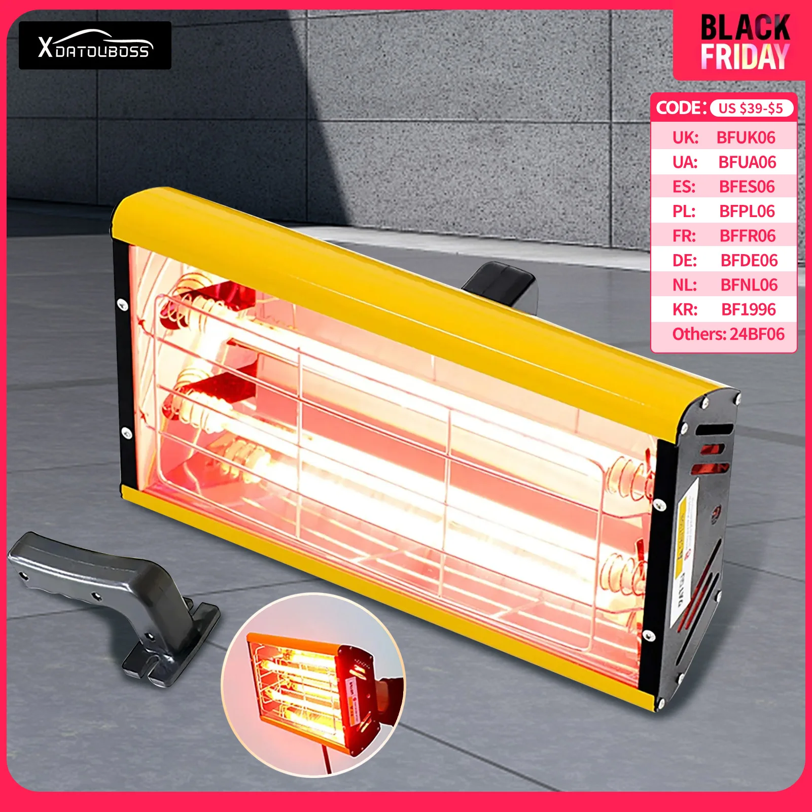 2000W Infrared Paint Curing Lamp Handheld Shortwave Infrared Heating Lamp Car Body Repair Paint Dryer