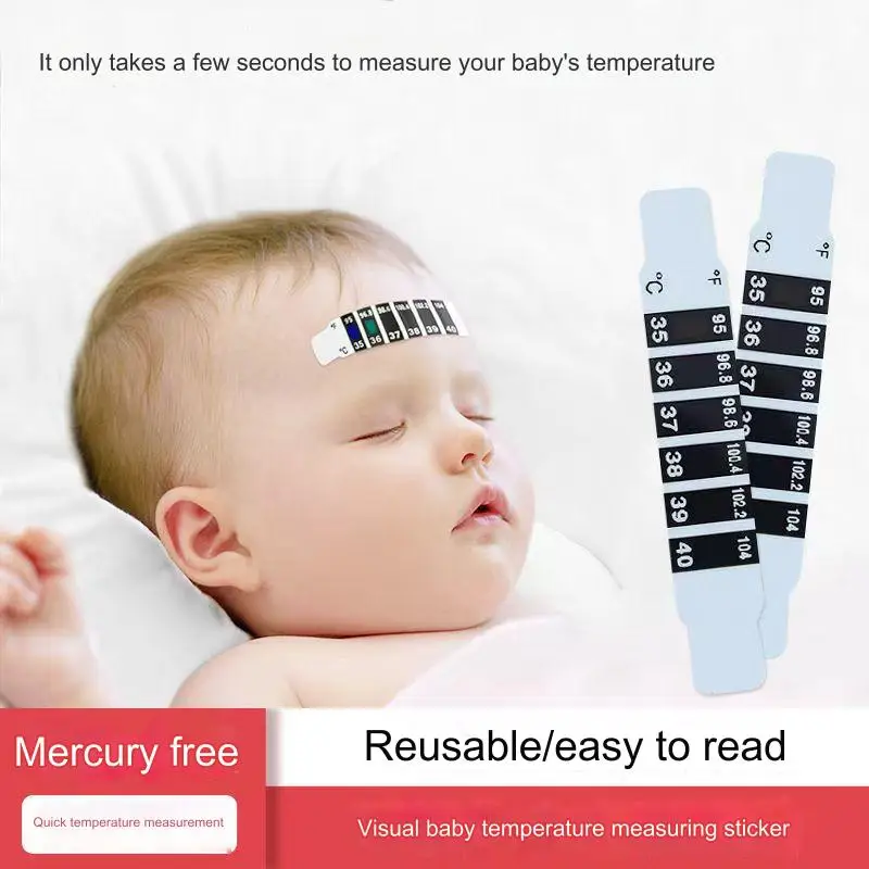 10Pcs Forehead Head Strip Thermometer Water Milk Thermometer Fever Body Baby Child Kid Test Temperature Sticker Baby Care