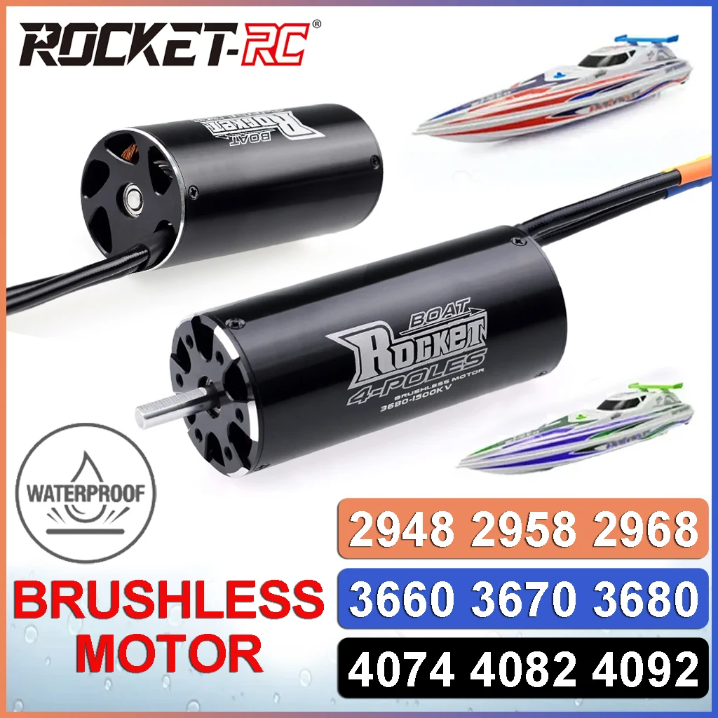 Motor sin Escobillas ROCKET-RC 2948 2958 2968 3660 3670 3680 4074 4082 4092, Impermeable, 4 Polos, para Barco RC 600-800mm Traxxas Feilun