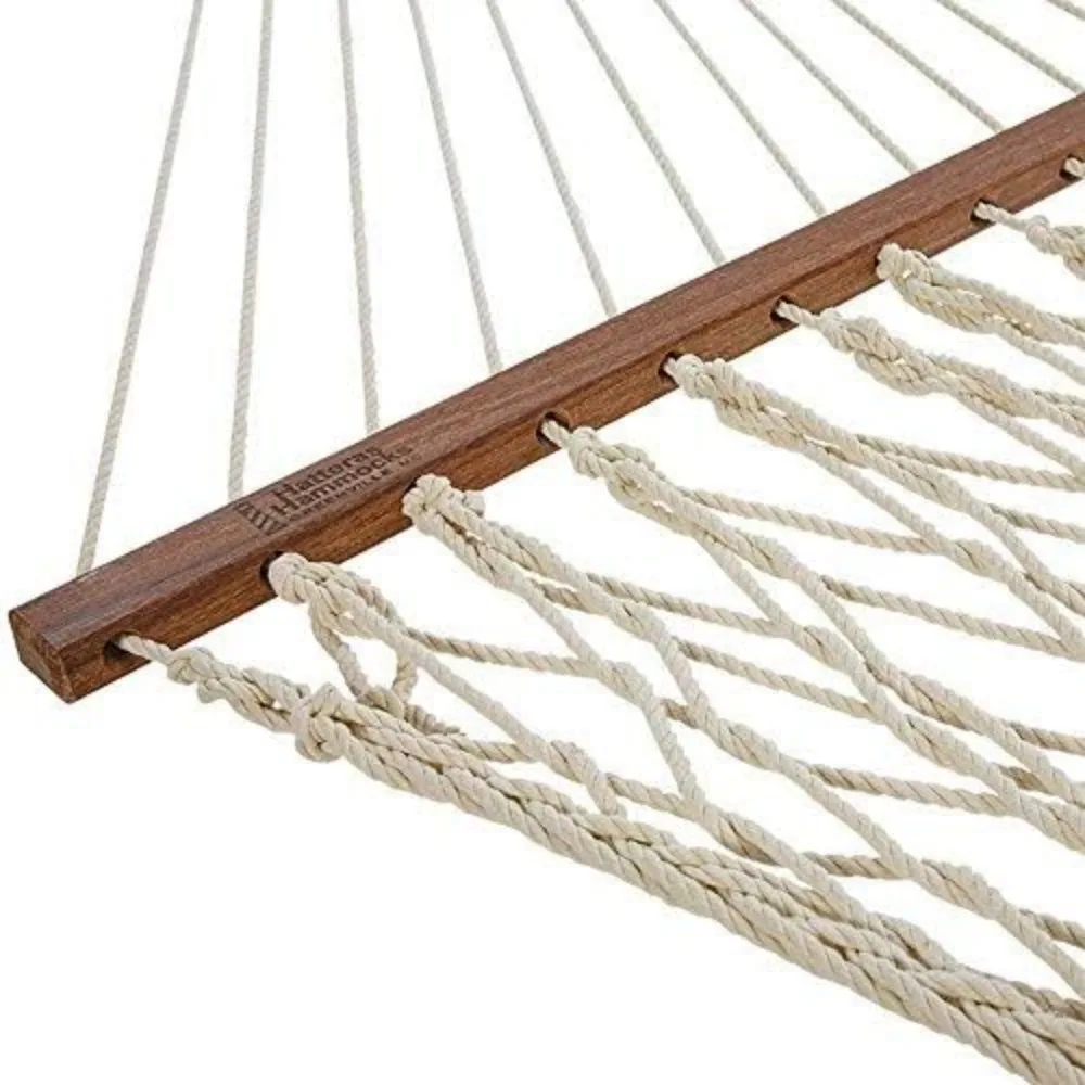 Deluxe Oatmeal Duracord Rope Hammock with Free Extension Chains & Tree Hooks, Handcrafted 450 LB Weight Capacity, 13 Ft. X 60 In