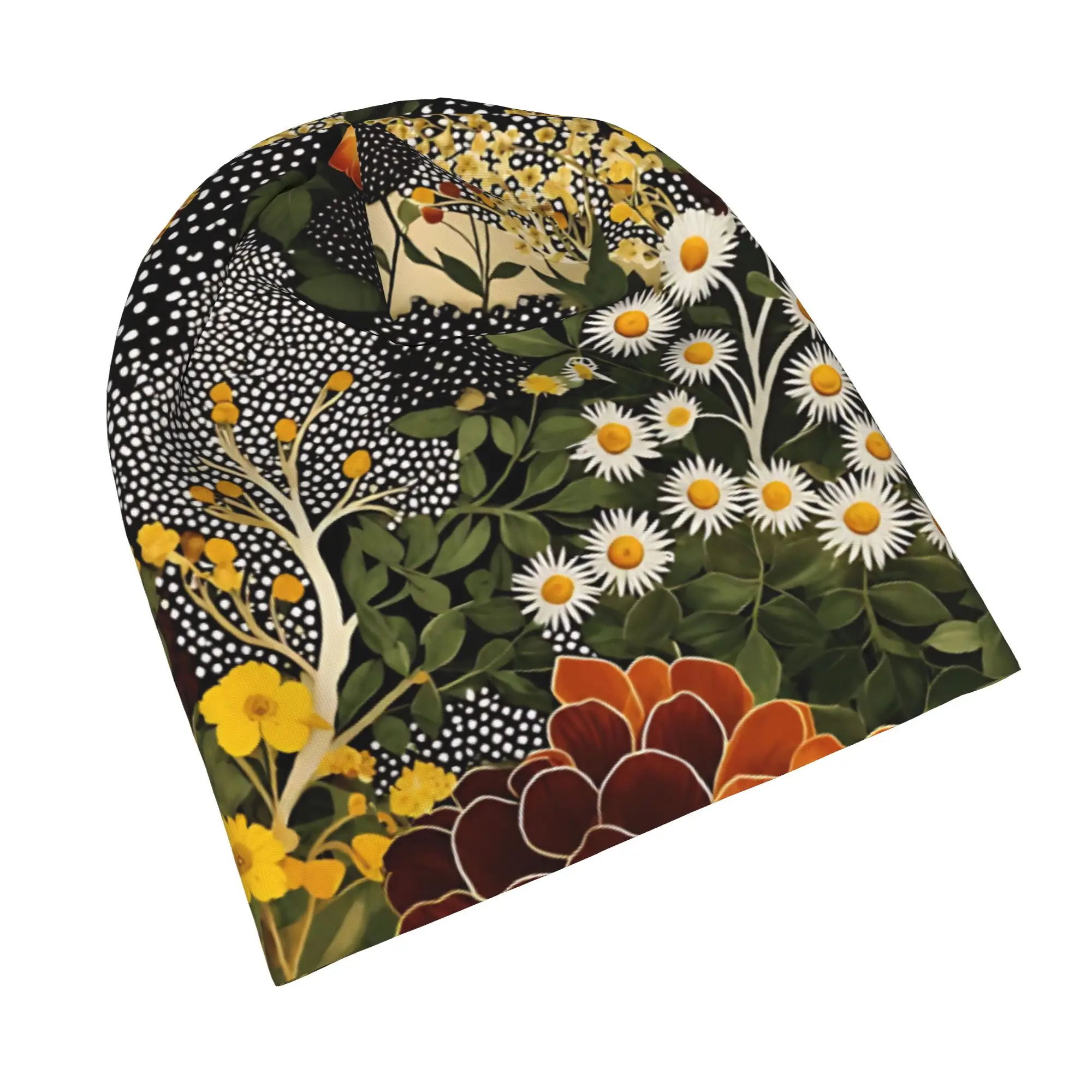 Yayoi Kusama Floral Daisies Skullies Beanies Hats  Goth Unisex Outdoor Caps Warm Dual-use Bonnet Hat