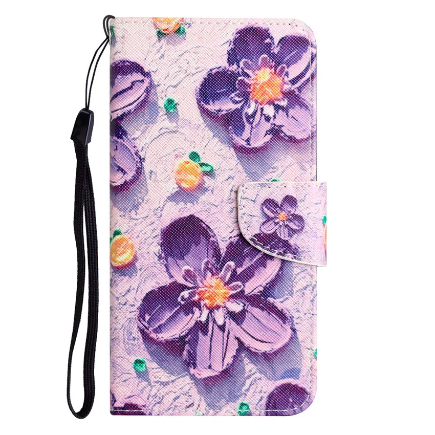 Fashion Ins Flower Case per iPhone 14 13 12 11 Pro Max mini Plus portafoglio colorato verniciato porta carte Flip Book Cover in pelle