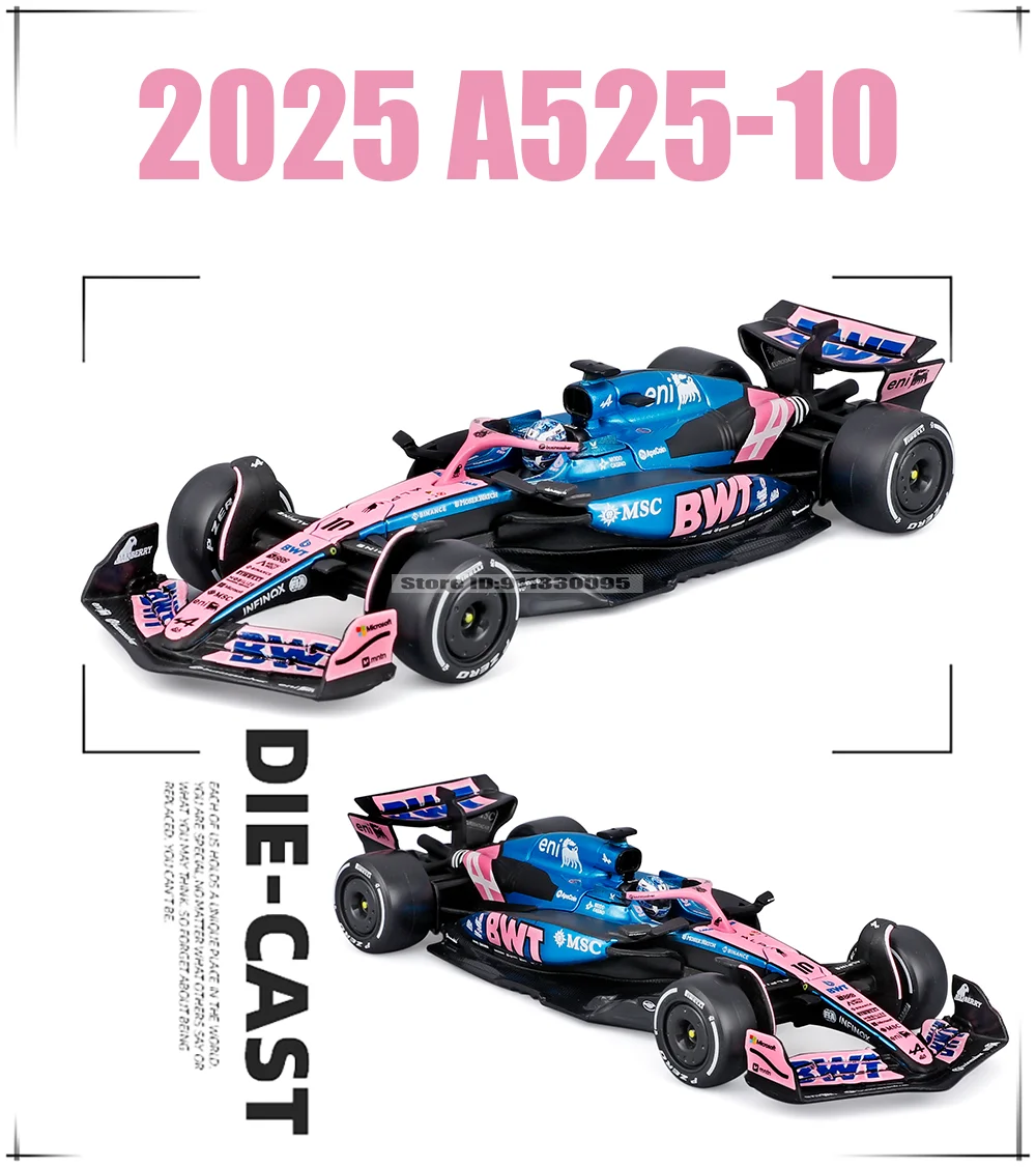 Bburago 1:43 2025 F1 BWT Alpine Formel-1-Team # 10 Pierre Gasly # 43 Franco Colapinto Legierungsauto Druckguss-Modell Spielzeug Sammlerstück – Detail 5