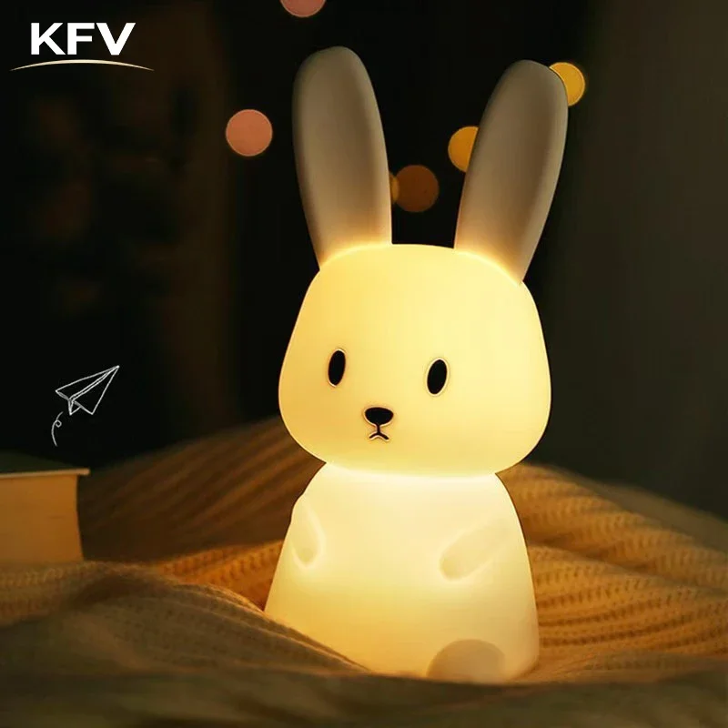 Luminária Noturna LED Fofa KVF em Silicone com Sensor de Toque, Lâmpada de Animal para Decoração de Quarto, Presente para Crianças e Bebês, Luminária de Mesa para Casa