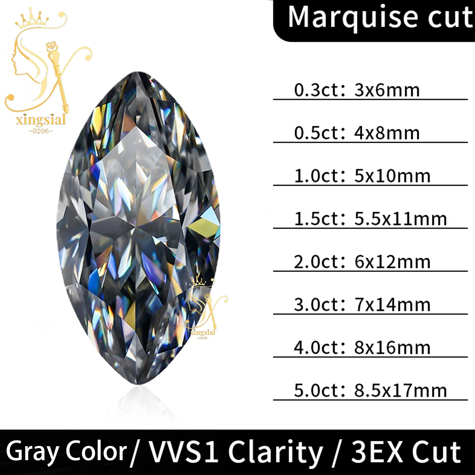 

Серый Муассанит с сертификатом GRA, бриллиантовый тестер с муассанитом для изготовления ювелирных изделий своими руками