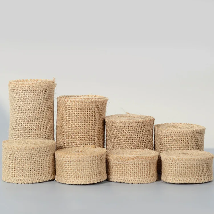 2Meters/Roll Jute Burlap Ribbon Tape Natural Hemp Ribbon DIY Bag Material Wedding Party Decoration Crafts Supplies Gift Wrapping