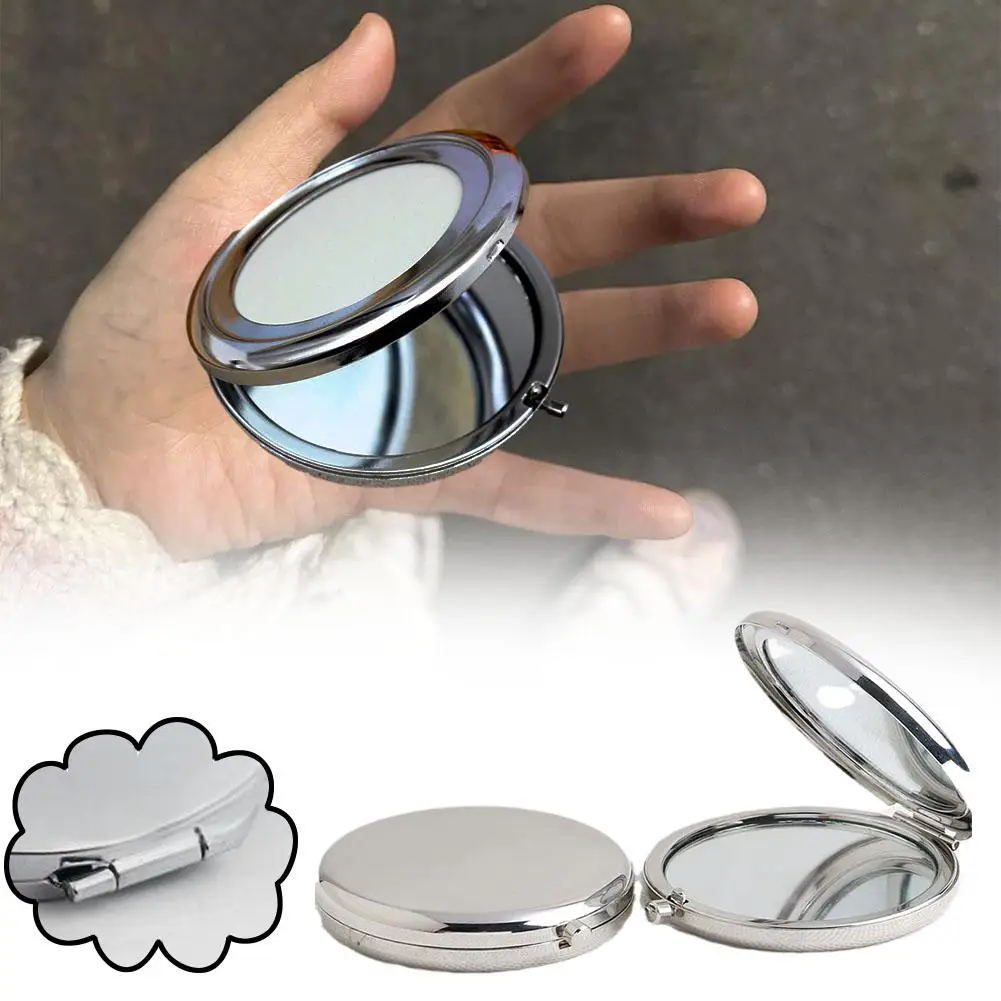 Mini Miroir de Maquillage Pliable et Argenté à Double Face, Accessoire de Poche Portable pour le Voyage, H2Q1