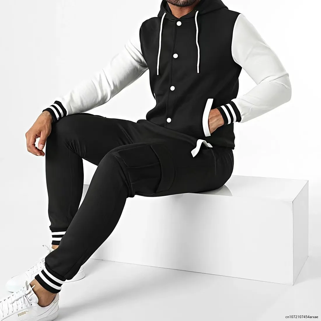 

Костюм спортивный мужской из 2 предметов, Повседневная Толстовка, свитшот, пуловер, худи, уличная одежда, осень