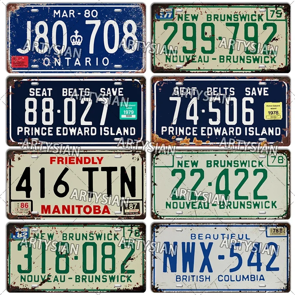 Canada Province Metal Plaque British Columbia Prince Edward Island Manitoba Nouveau Brunswick Ontario Vehicle Number Plate