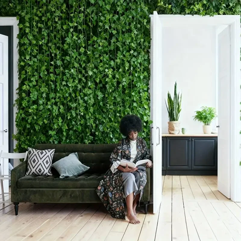 Guirnalda de Hiedra Artificial de 24 Piezas, 19 m/75.5 Pulgadas de Longitud Total, Enredadera Verde para Decoración de Paredes de Sala de Estar, Decoración de Bodas y Fiestas