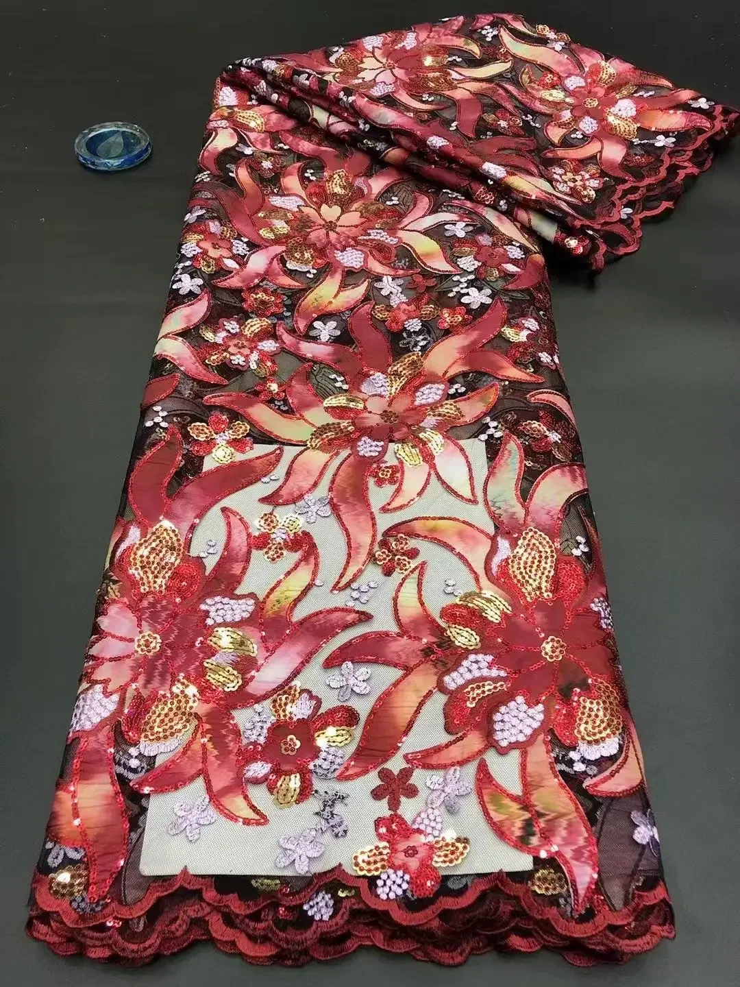 

LACE Nigerian Mesh Net Lace Fabric African Sequins Lace Fabric High Quality French Mesh Tulle Lace Fabric with Sequins