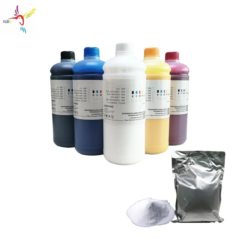 Premium DTF Ink and 1kg Powder Set for Desktop DTF Digital Transfer Printing Machine