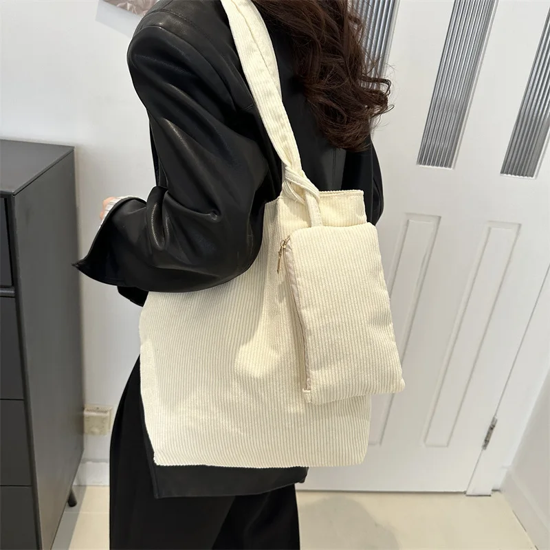 Large capacity canvas shoulderbag foldable eco-friendly cotton handbag shoulderbag grocery bag stylish and personalized tote bag