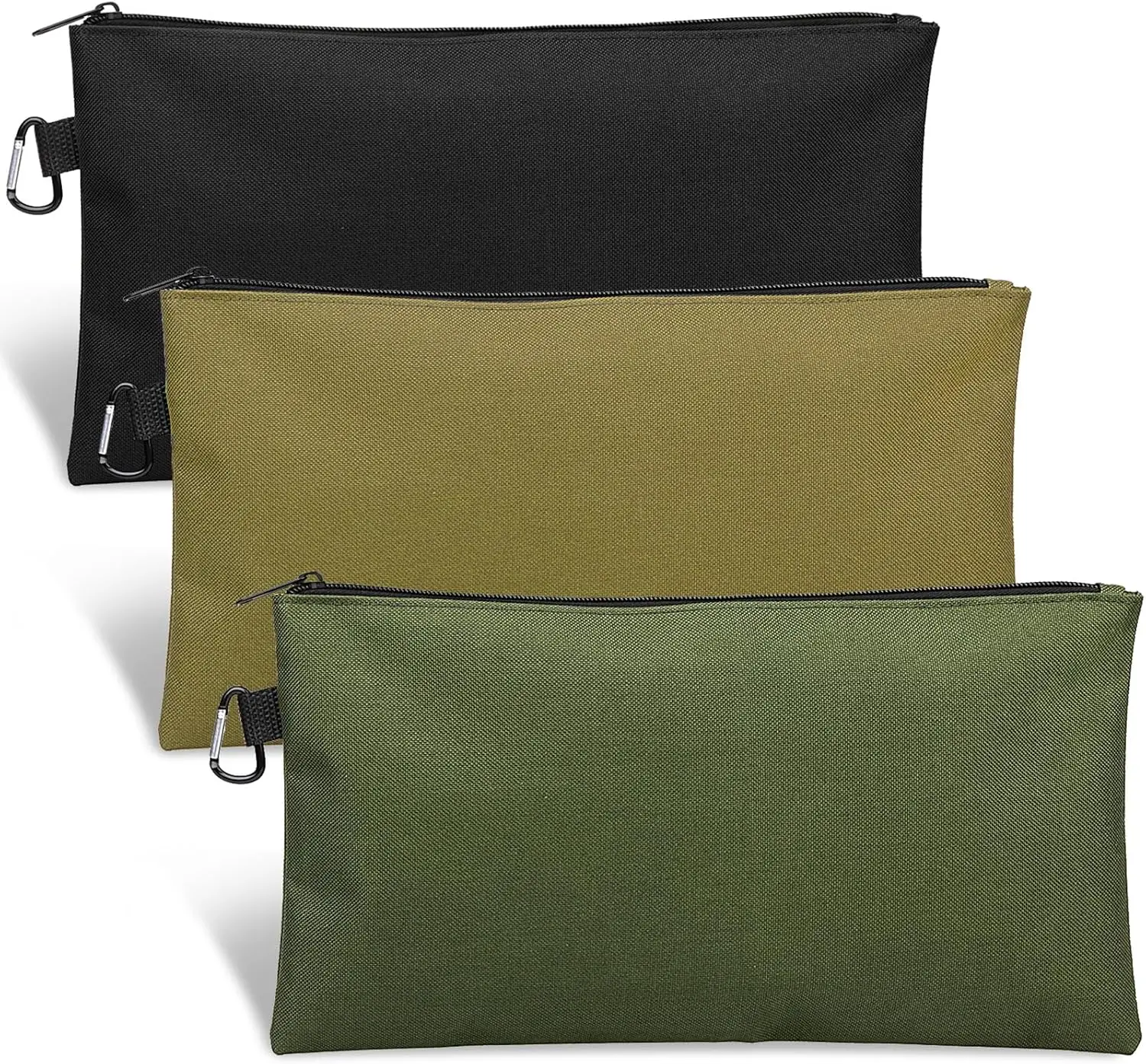 

3 Pack Tool Bag Zipper Pouch, Premium Tool Pouch, Utility Multipurpose Storage Organizer Tool (3 Pack, Tan, Navy Green, Black)