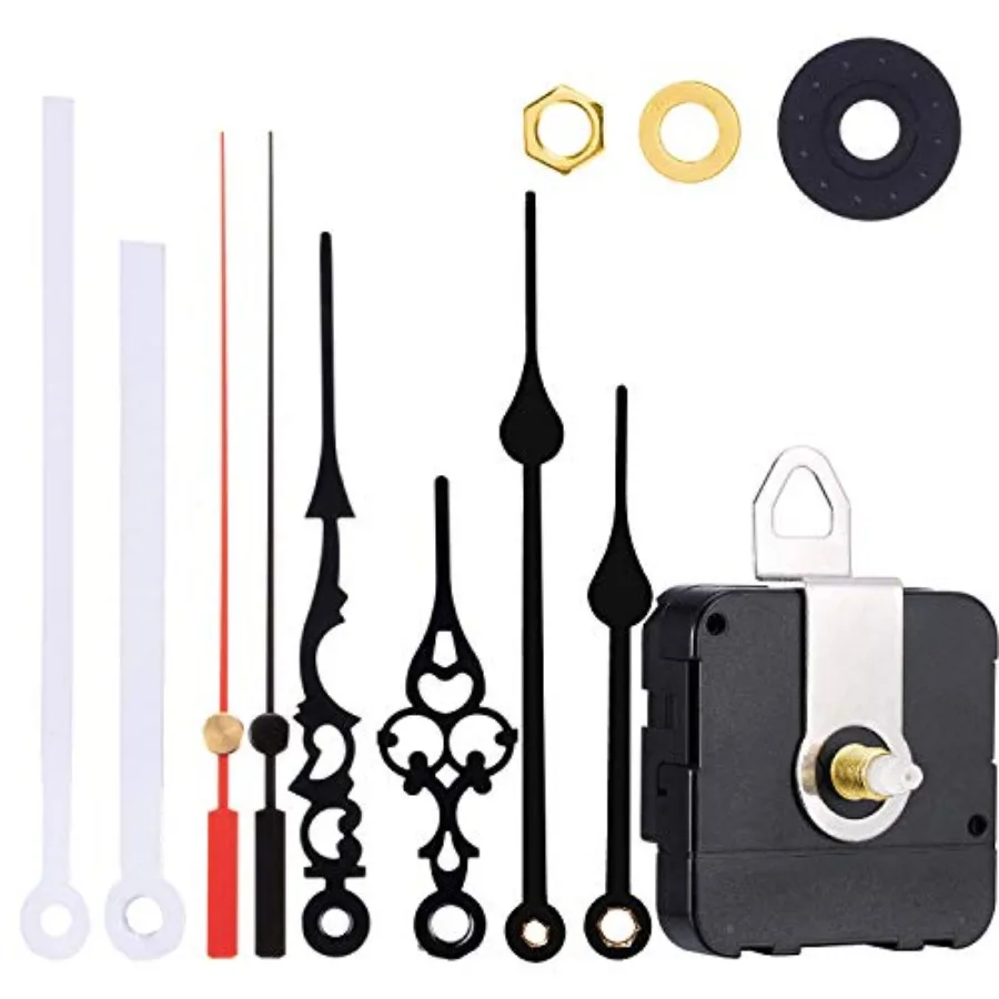 

Non-Ticking Hands Quartz DIY Wall Clock Movement Mechanism DIY Repair Parts Replacement with 3 Different Pairs of Hands 1/4 Inc