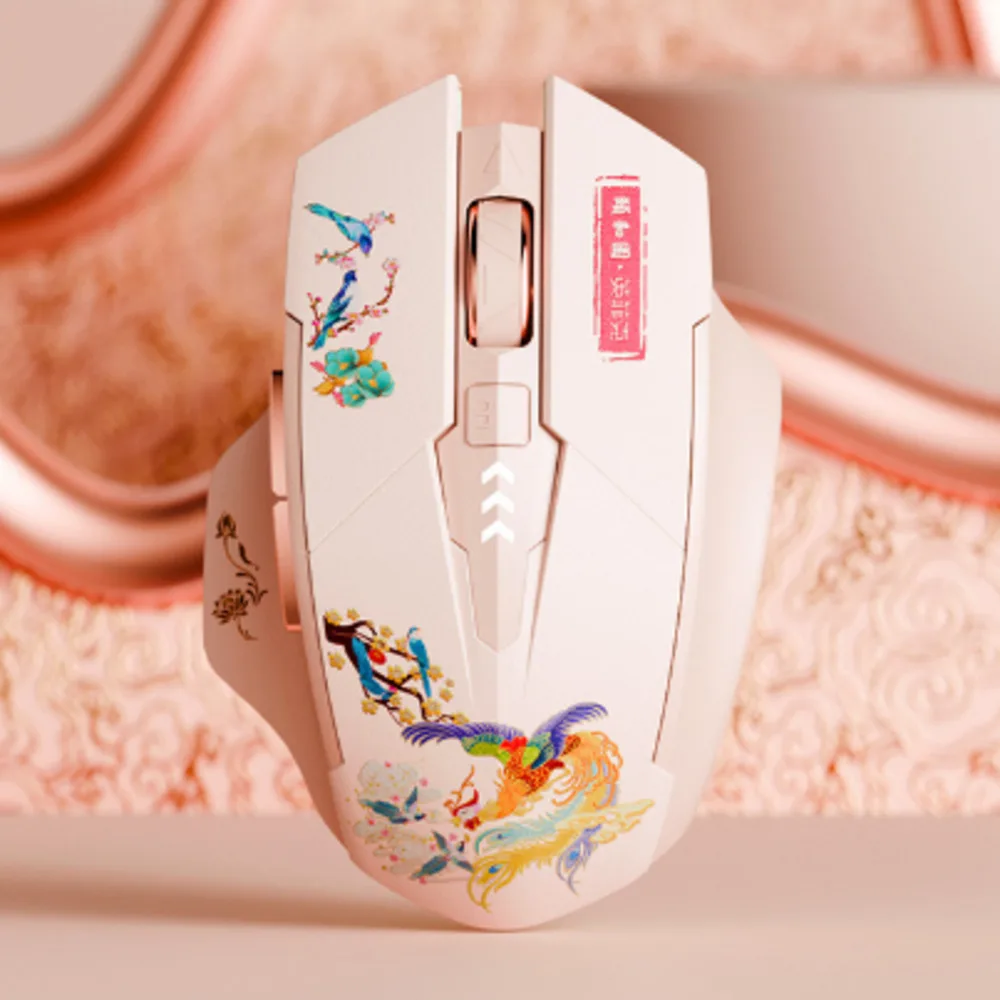 

Chinoiserie Summer Palace Wireless Bluetooth Tri-Mode Rechargeable Mute Button Lightweight Optical Mice For Office Home Computer