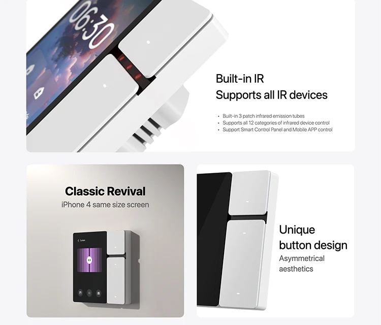 Golden Security TPP06 Smart Life 3.5 Inch Touch Screen Wall Light Switches with Built-in 3 Gang Relay Using Tuya APP