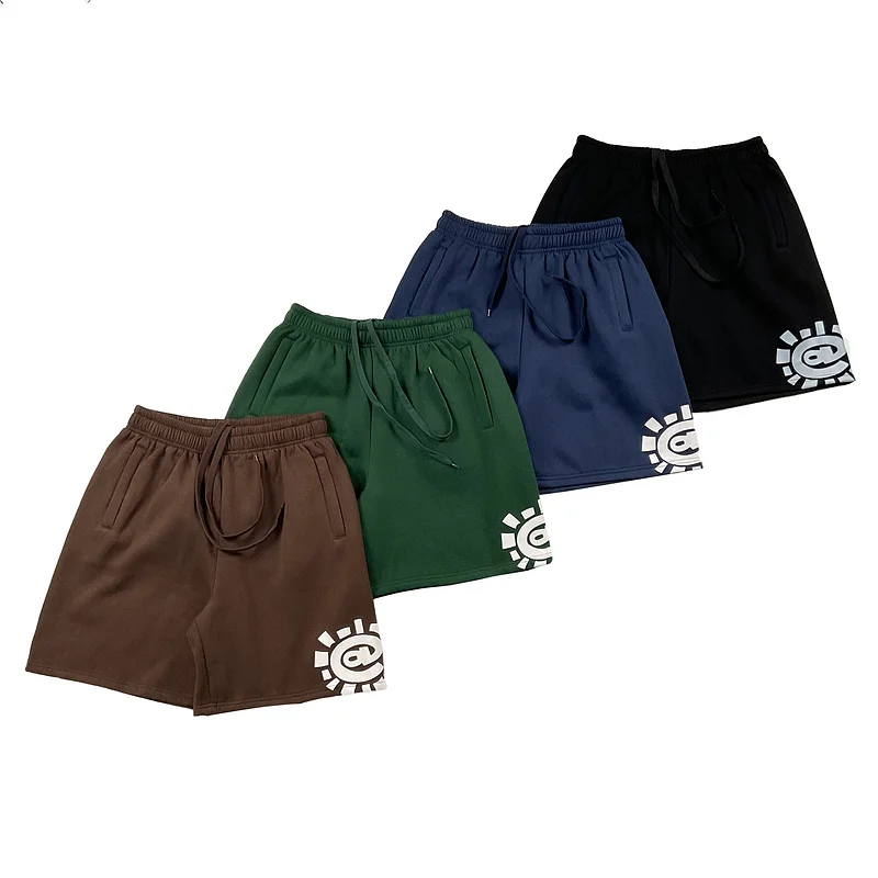 

ADWYSD American High Street Small Cro Trendy Brand Sun Roll Print Summer Casual Loose Fce Dstring Five-Quarter orts