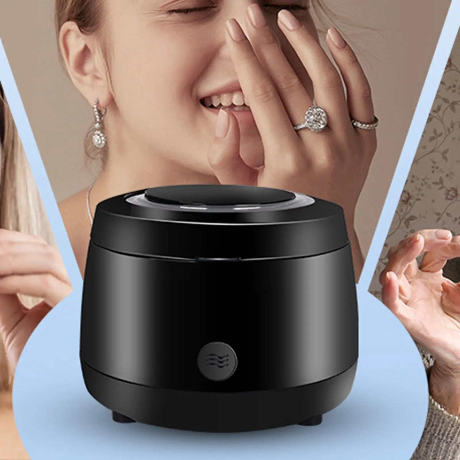 Máquina de limpeza de jóias retentor limpador janela transparente versátil compacto 3 luzes uvc conveniente 360 °   Limpeza para casa