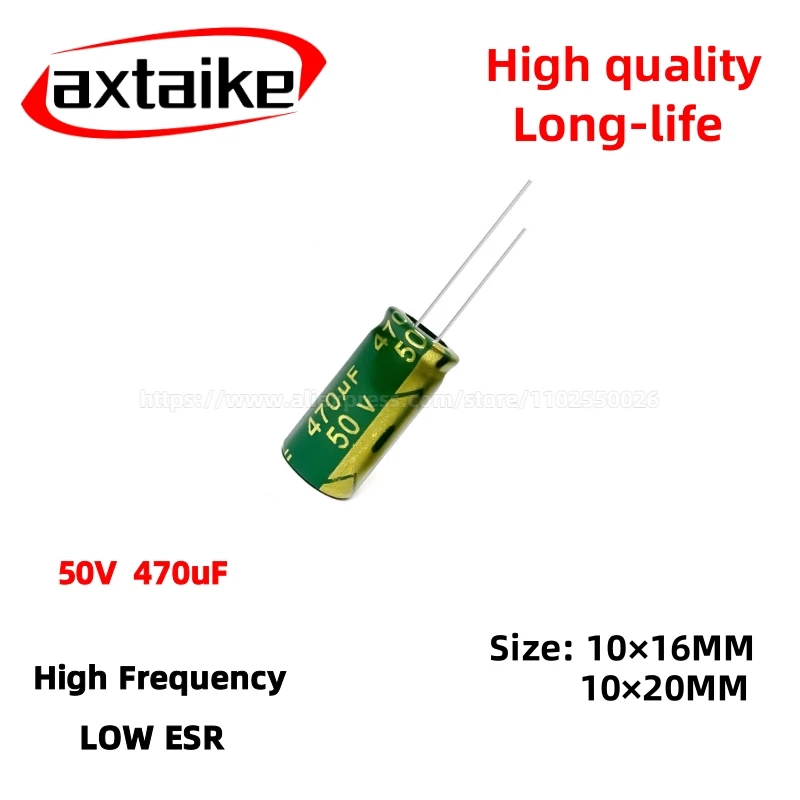 

20PCS 50V470uF Aluminum Capacitor, High Frequency Low ESR 105°C Radial for Power Supply Long-life 10×16MM 10×20MM