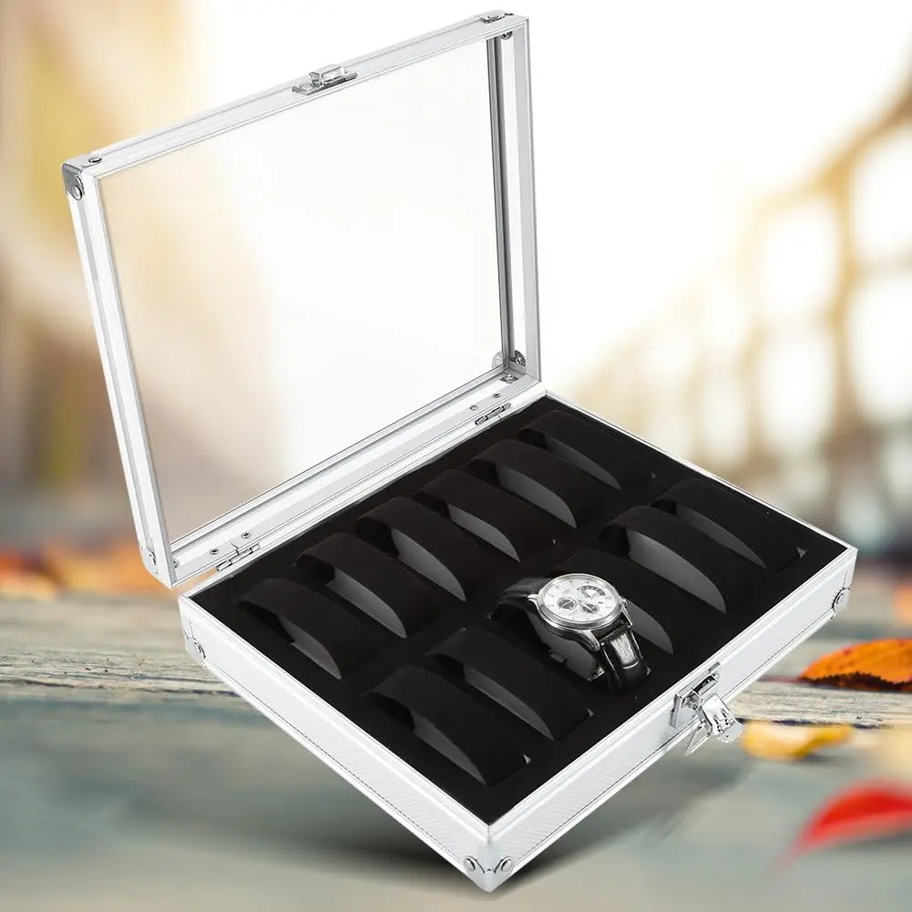 DELESYS 6/10/24 Große Kapazität Reise Uhr Organizer Lagerung Koffer Aluminium Uhr Fall Abschließbare Luxus Uhr Lagerung Box