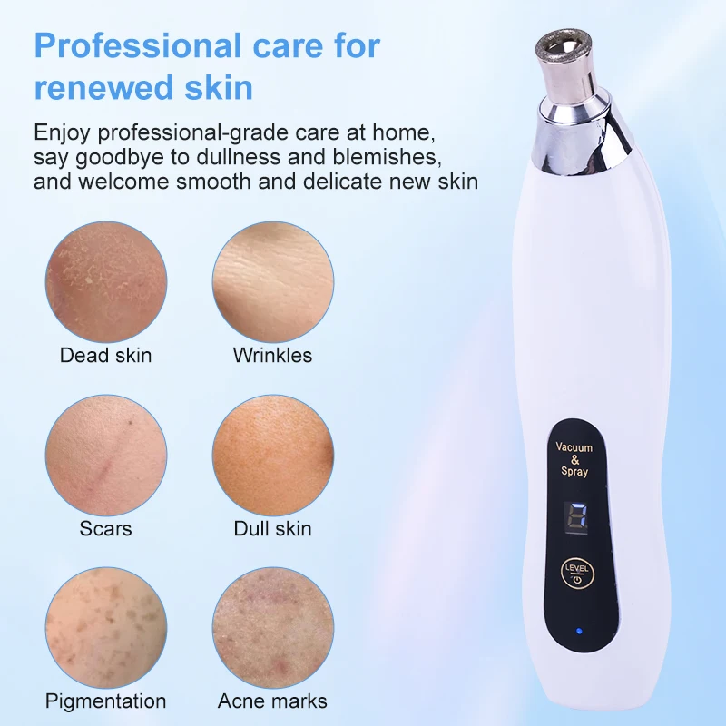 Machine portative de microdermabrasion de diamant exfolie les points noirs vergetures d'acné 9 accessoires pour le traitement du visage et du corps