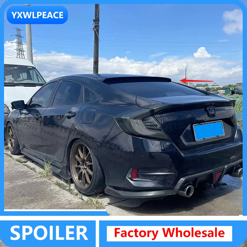 

For Honda Civic 10th Gen 2016 2017 2018 2019 2020 ABS Plastic Primer Color Rear Window Roof Spoiler Wing Body Kit Accessories