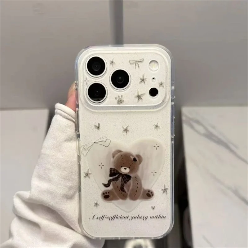 

IMD Milk Yellow Melancholic Bear Phone Case for iPhone 11 12 13 14 15 16 17 PROMAX