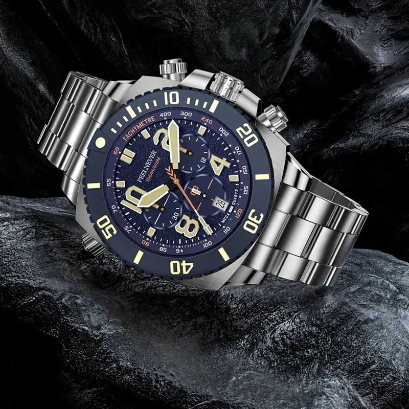 FEELNEVER Men Watch Fashion Sapphire VK63 Mechanical Watches For Men Waterproof Luminous Automatic Wristwatch Clock Montre Homme