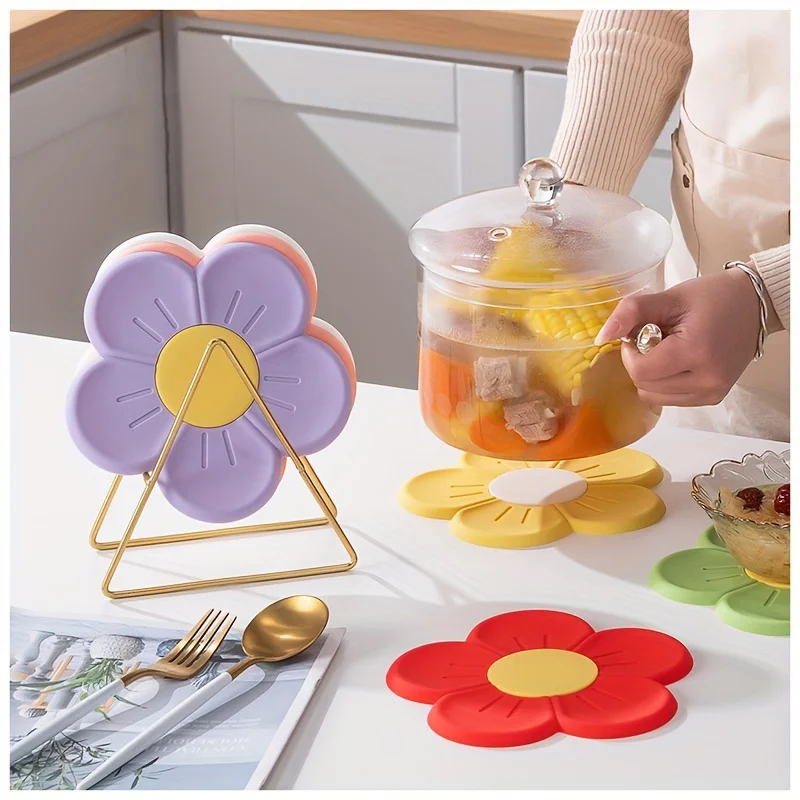 Cup Mat Pot Holder Table Pads Cute Flower Shaped Placemat Table Decoration Kitchen Supplies  коврики для стола