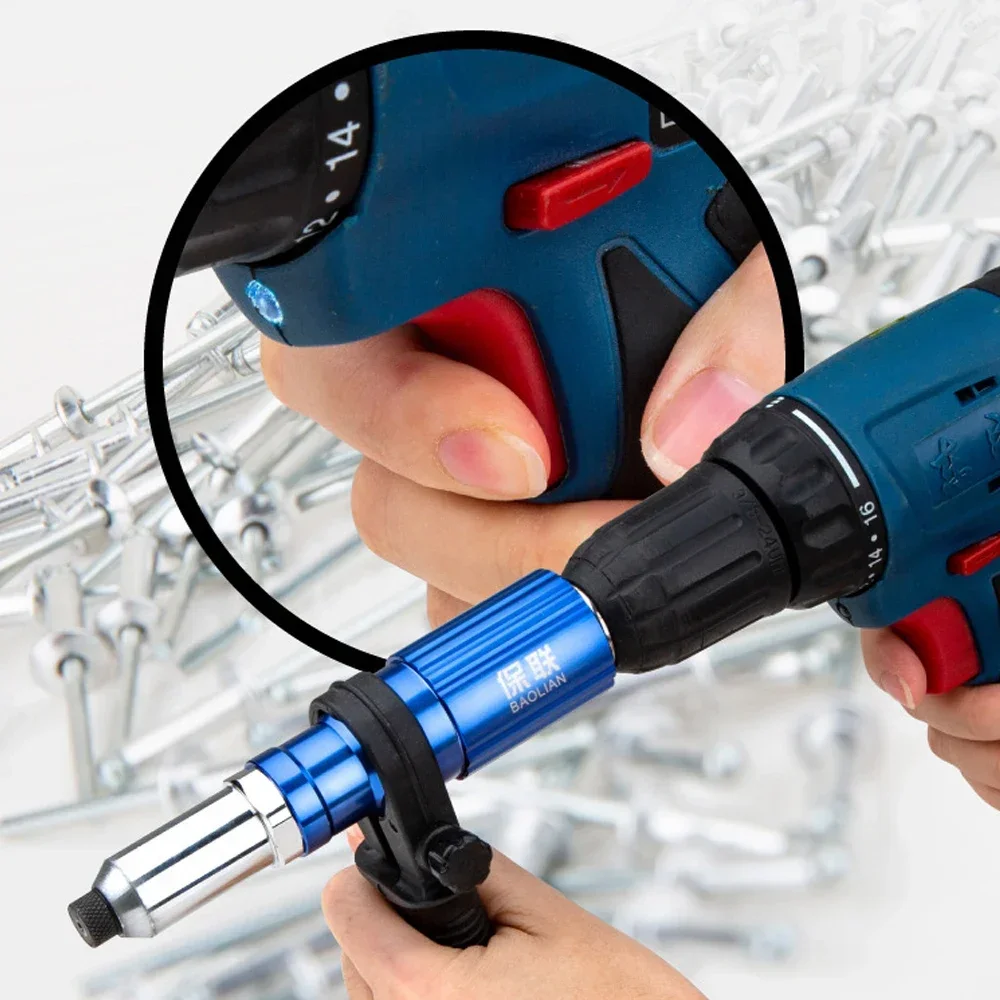 Electric Rivet Gun Adapter for Drills with 2.4mm 3.2mm 4.0mm 4.8mm Riveting Tool Home Use Riveting Machine