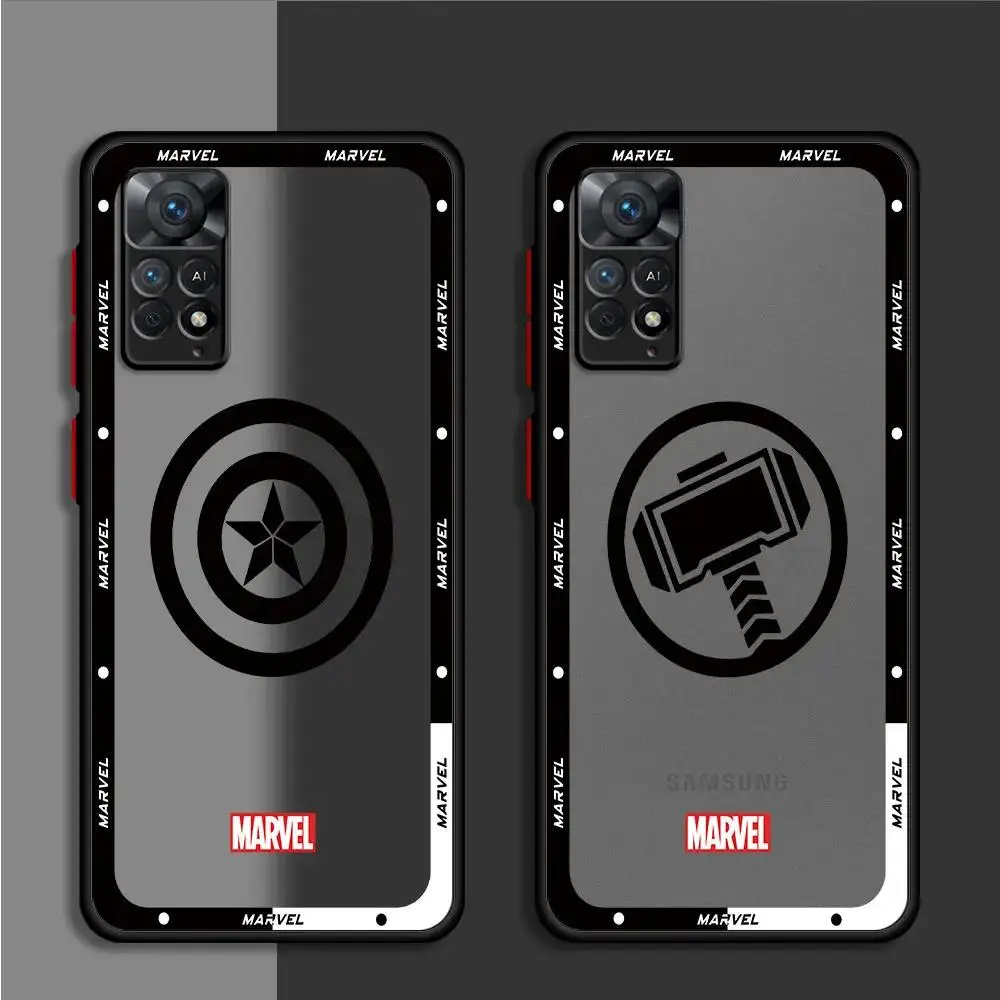 Marvel Hero Logo Phone Case for Redmi Note 9 11 Pro 11S 12S 11T 9S 10Pro 8T 8 7 10S 12 13 Pro Plus Soft Bumper Cover