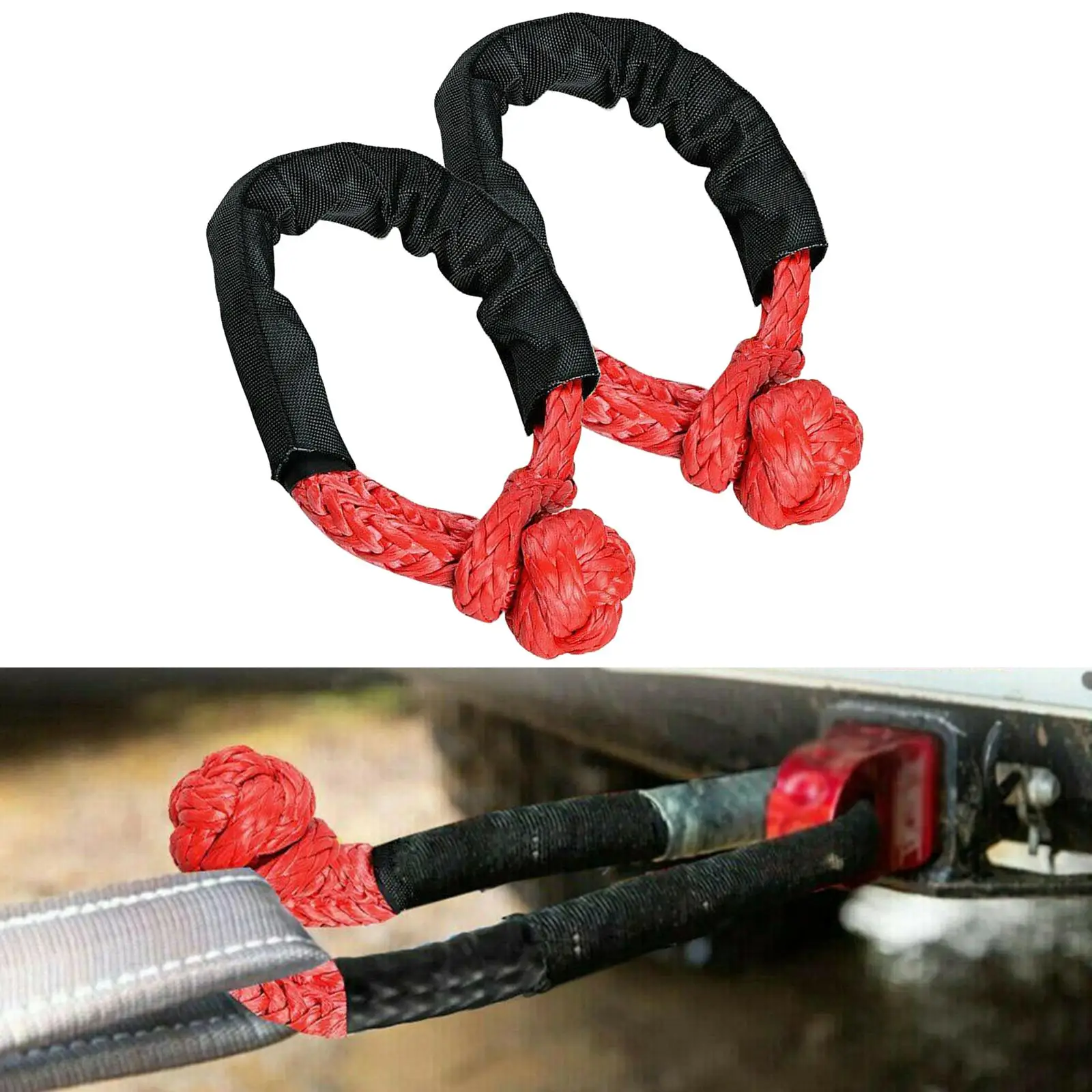 2pcs Soft Shackle Recovery Strap for SUV Truck Climbing Towing