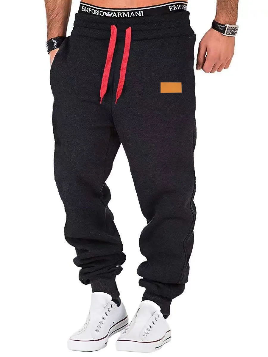 

Men's Casual Sports Trousers Elastic Belt Pants Sweatpants Leather Label Sewing