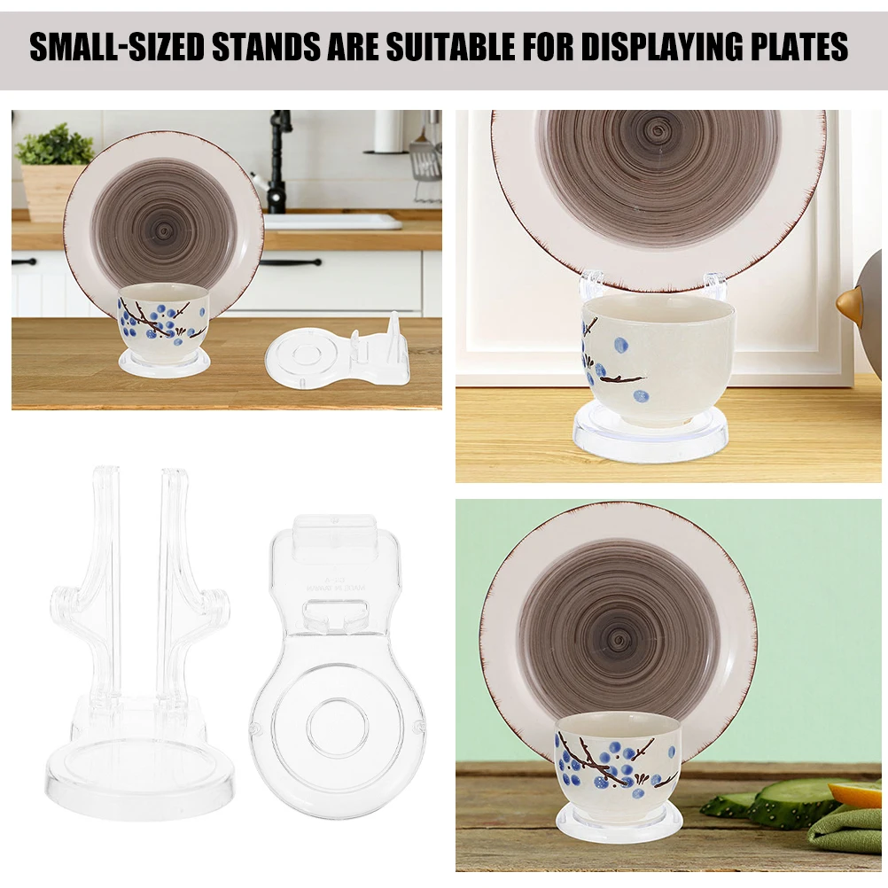 

2pcs Cup Dish Tray Holder Display Stand Acrylic Plate Rack European Style Desktop Organizer Phone Frame Pallet Clear