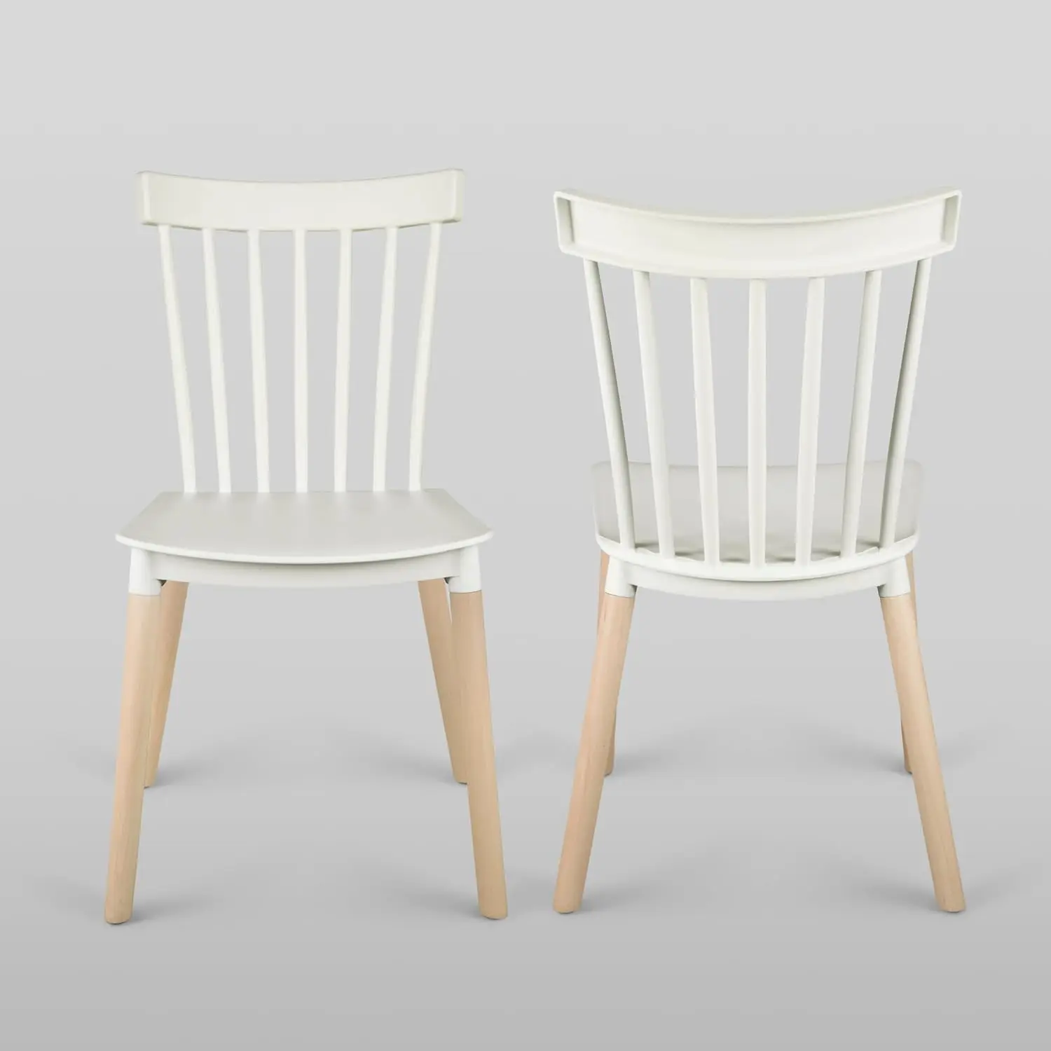 Armloze moderne plastic stoelen met houten poten voor woon-, slaapkamer-, keuken-, kamer-, restaurants, cafés, S