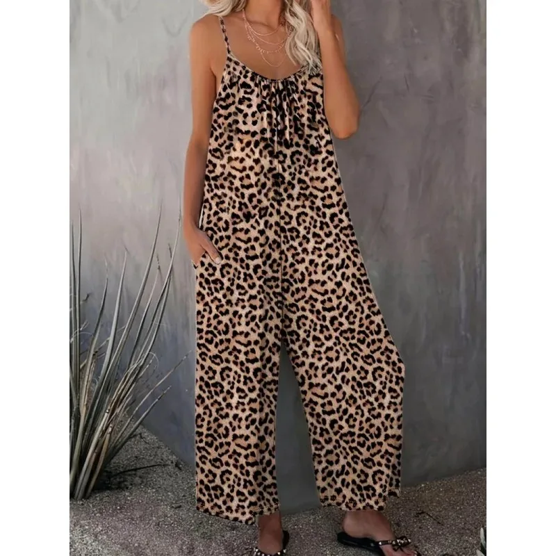 

Summer New European and American Style Color-Block Casual Sleeveless JumpsuitIdeal Vacation Outfits, Must - Have Summer Clothes