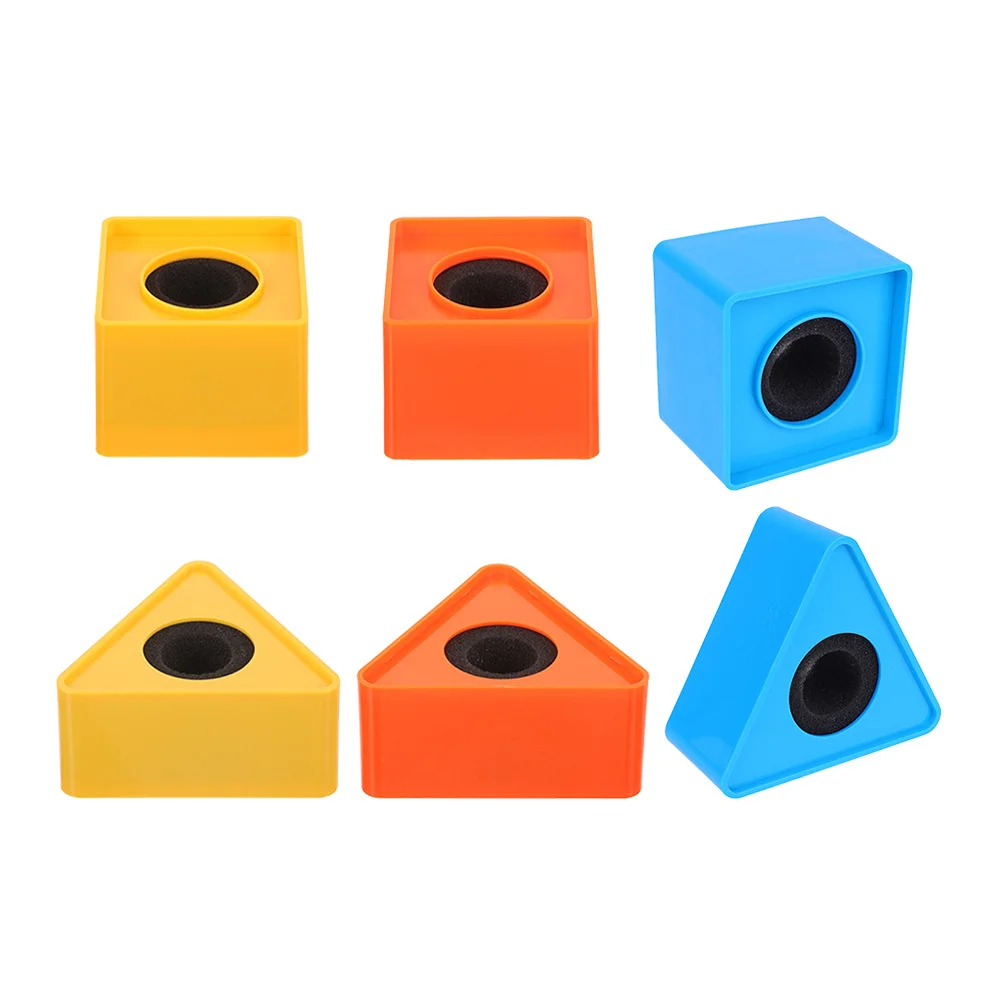 

6Pcs Microphone Flag Station Smooth Surface Triangular Mic Logo Cube for Interviews Conferences and Broadcasts Professional Mic