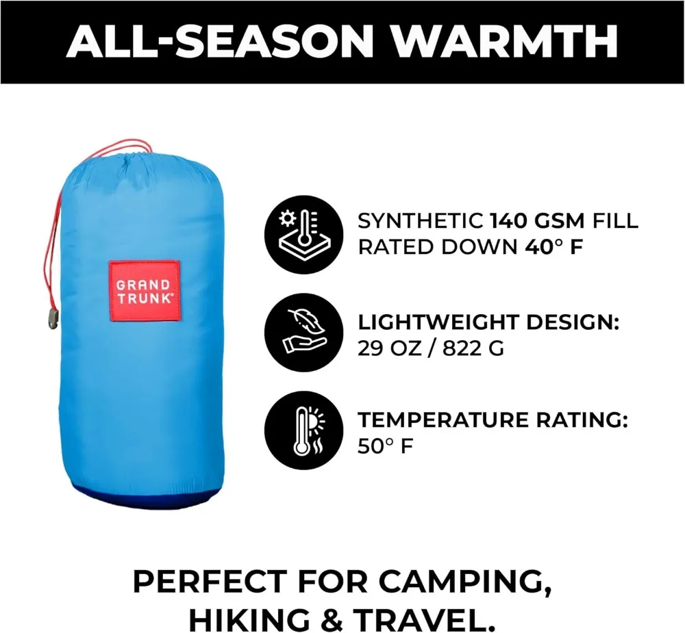لحاف سفلي 3 في 1، كيس نوم وبطانية - خفيف الوزن ودافئ للمغامرات الخارجية
