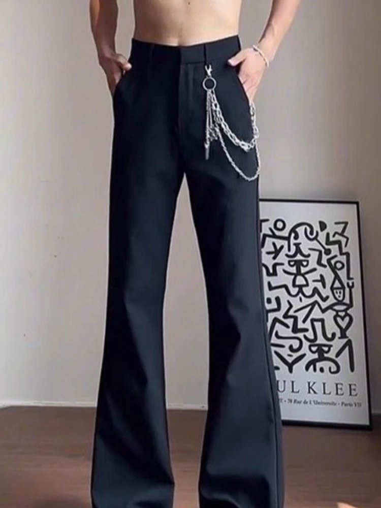 Men's Spring Summer Slight Flare Dress Pants Premium High Street Drape Casual Trousers
