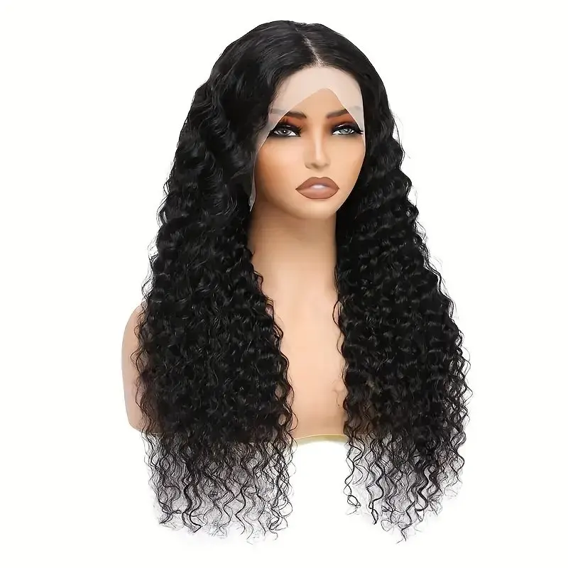 Rosabeauty 250% Density HD 13X6 Transparent Deep Wave Nature Color curly Lace Frontal Wigs 13X4 Front Human Hair Wig 30 40 Inch