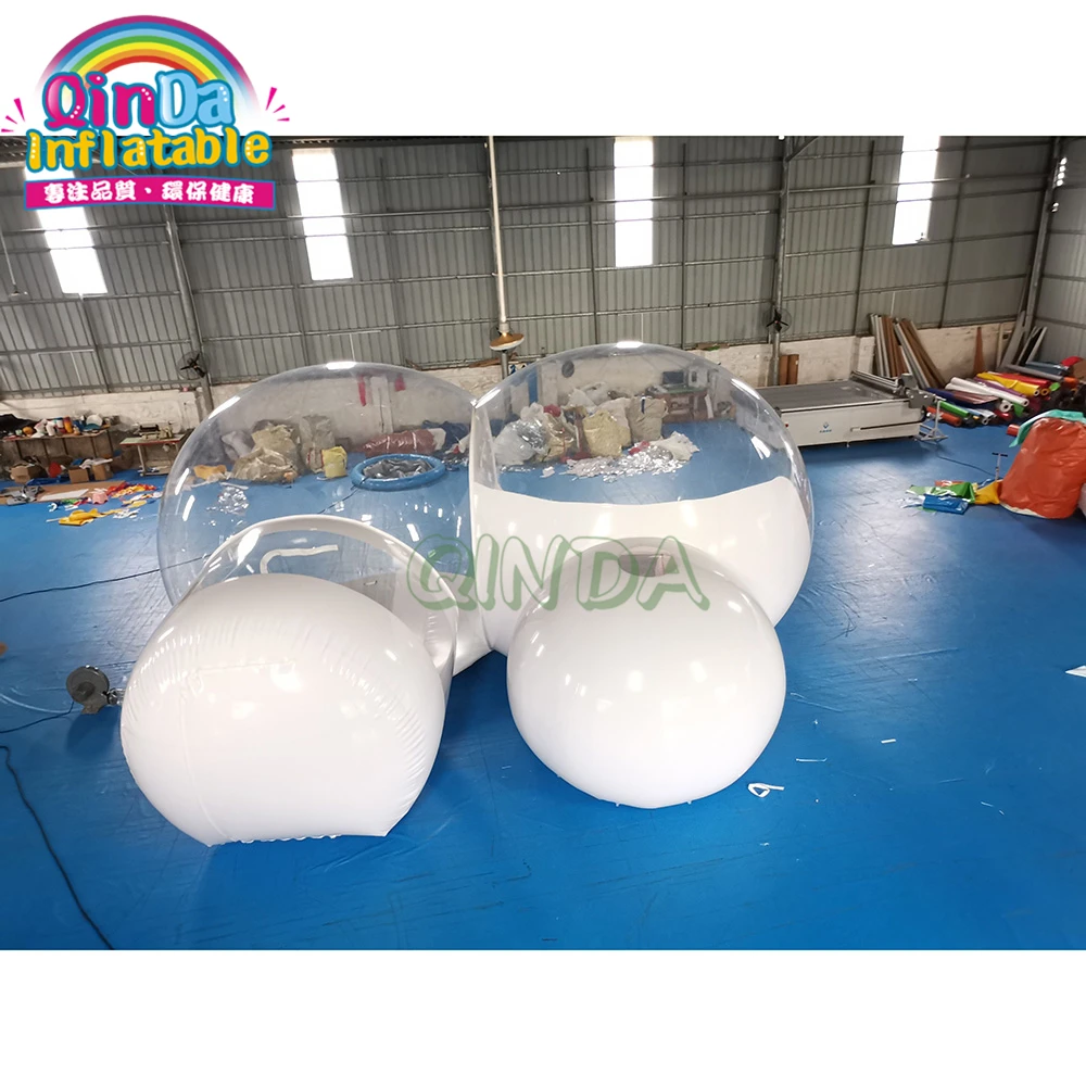 Dubbele kamer transparante heldere koepel opblaasbare bubbeltent PVC iglo kampeertent