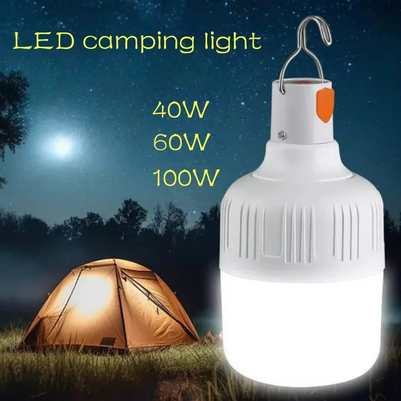 

USB Rechargeable LED Lamp Bulbs High Brightness Outdoor Emergency Light Hook Up Camping Fishing Portable Lantern Night Light