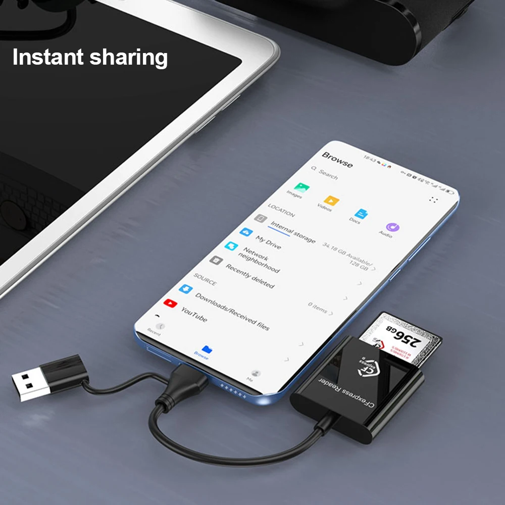 CFexpress نوع B قارئ بطاقات 10Gbps USB3.2 Gen2 محول المحمولة نوع A-C CF Express B قارئ بطاقات لنظام التشغيل Windows XP MAC OS ل SLR