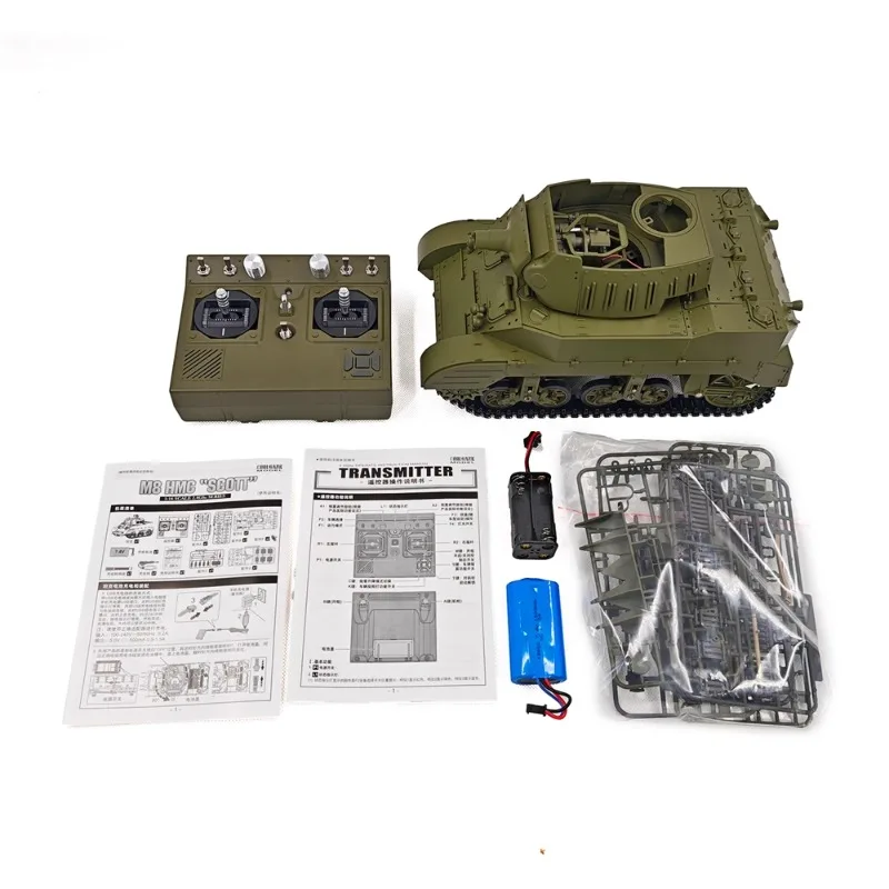 1/16 RC Tank M8 Simulação Tanque Blindado com Lançador de Fumo 360 °   Brinquedo modelo de brinquedo de controle remoto de torre rotativa para adultos