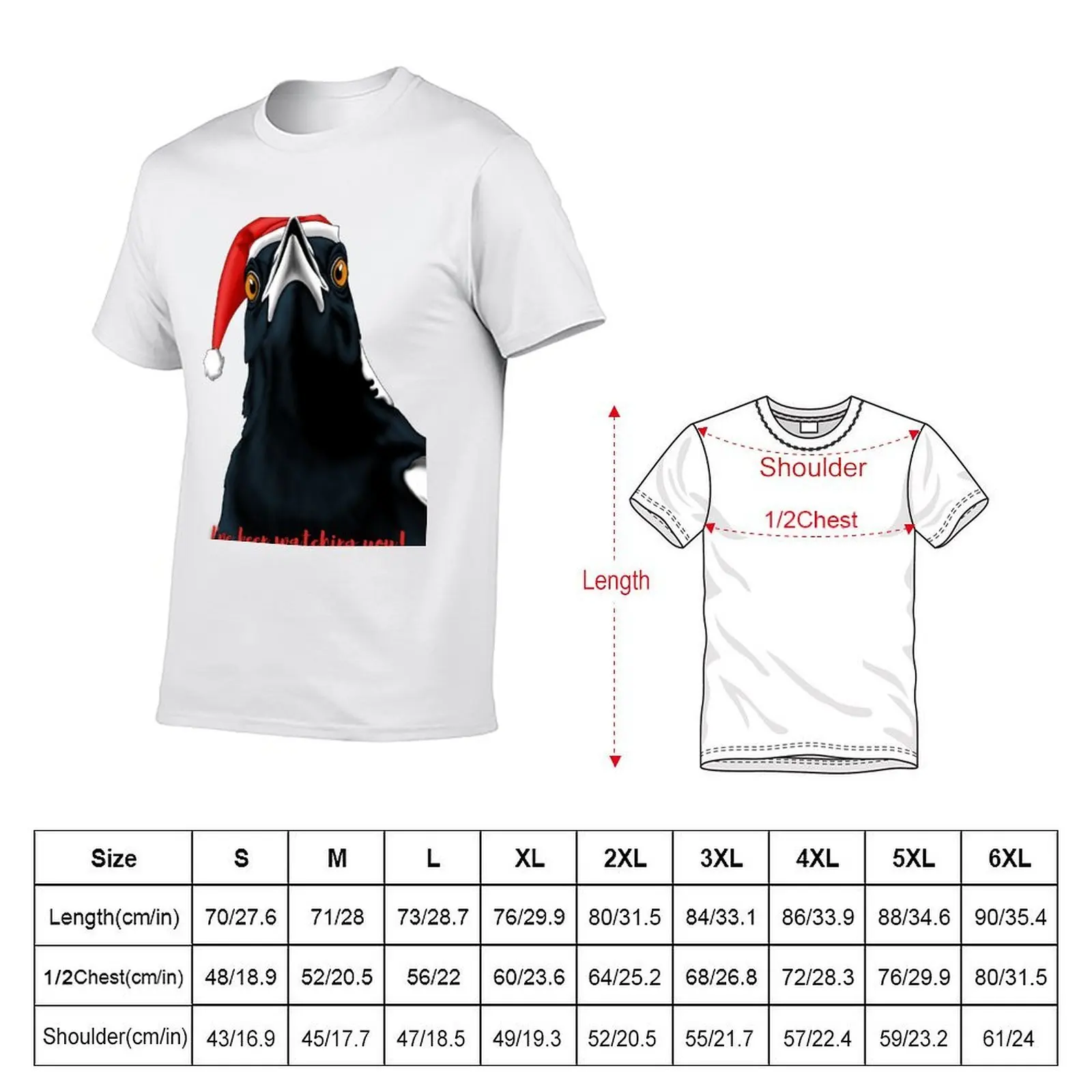 Australian Magpie Christmas Art T-Shirt cotton t shirt man cotton t shirts man 100% t shirt men 100% cotton luxury brand T-shirt