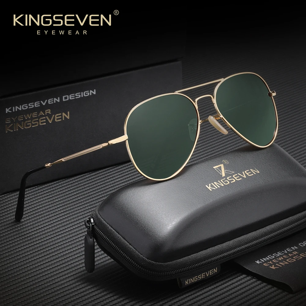 

KINGSEVEN Fashion Design Pilot Alloy Sunglasses Polarization UV400 Anti-reflection Full Frame Parsnip Glasses