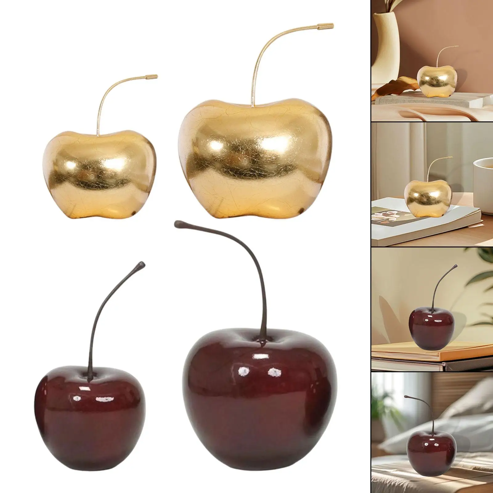 Apple Ornament Modern Realistic Simple Resin Apple Statue Sculpture Decorative for Office Bedroom Fireplace Bookshelf Desk