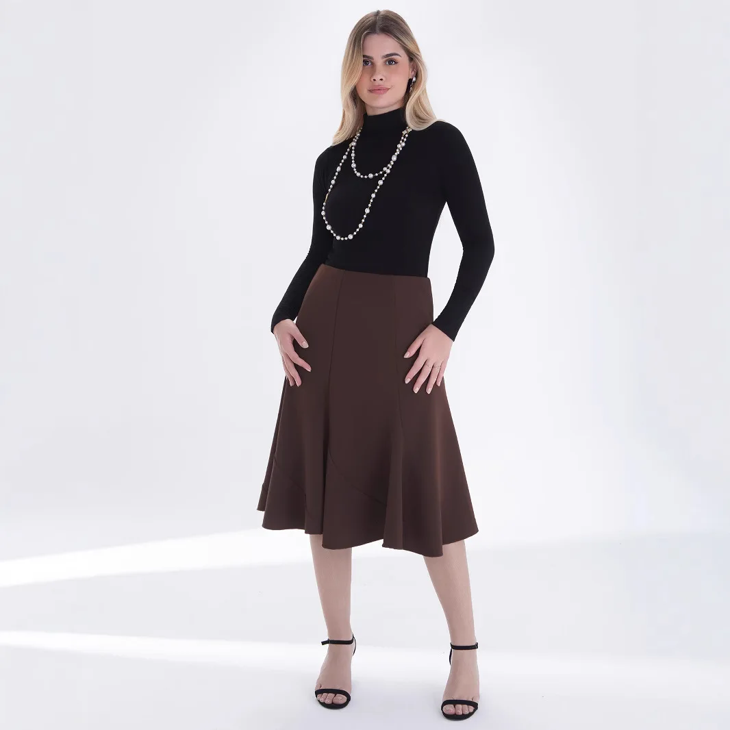 

Модная женская юбка А-силуэта с высокой талией, облегающая, с плиссировкой, с подолом в форме рыбьего хвоста, однотонная.